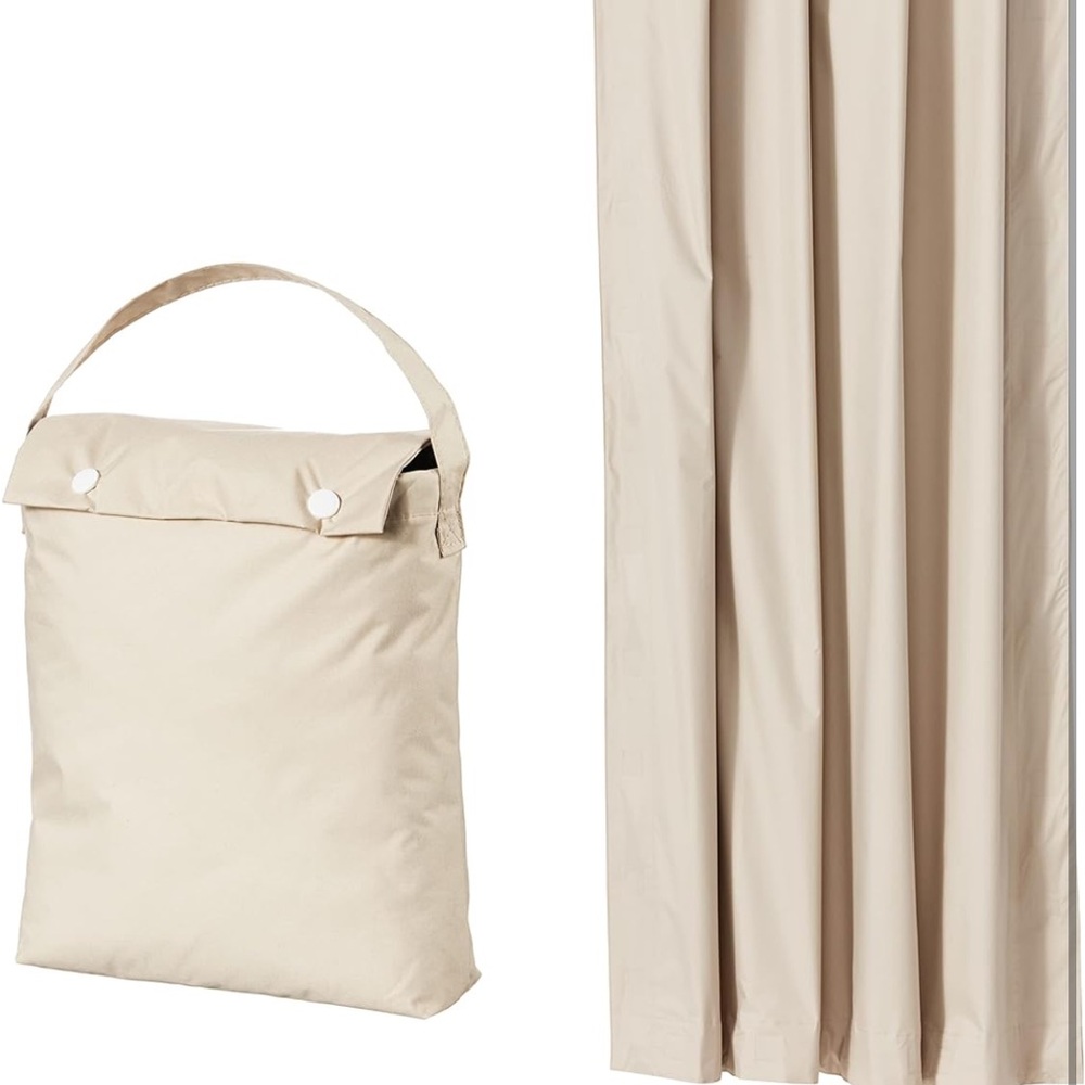 Amazon Essentials Beige Shower Curtain with Storage Bag